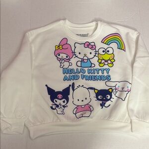 Hello Kitty White Sweatshirt with Colorful Characters